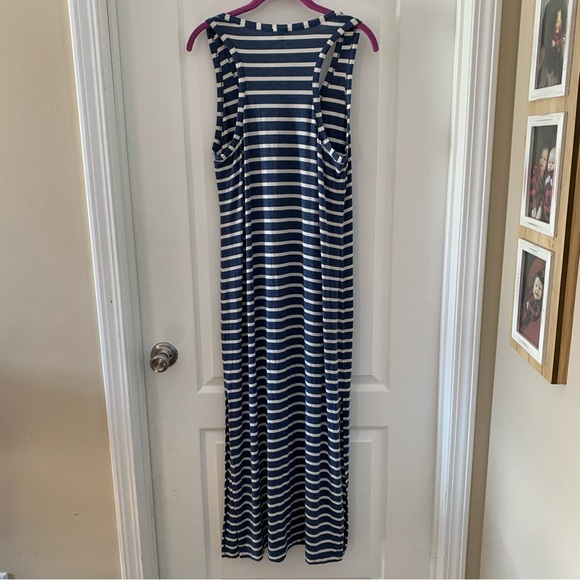 J. Crew modal and viscose blue and white striped maxi dress - Picture 2 of 7
